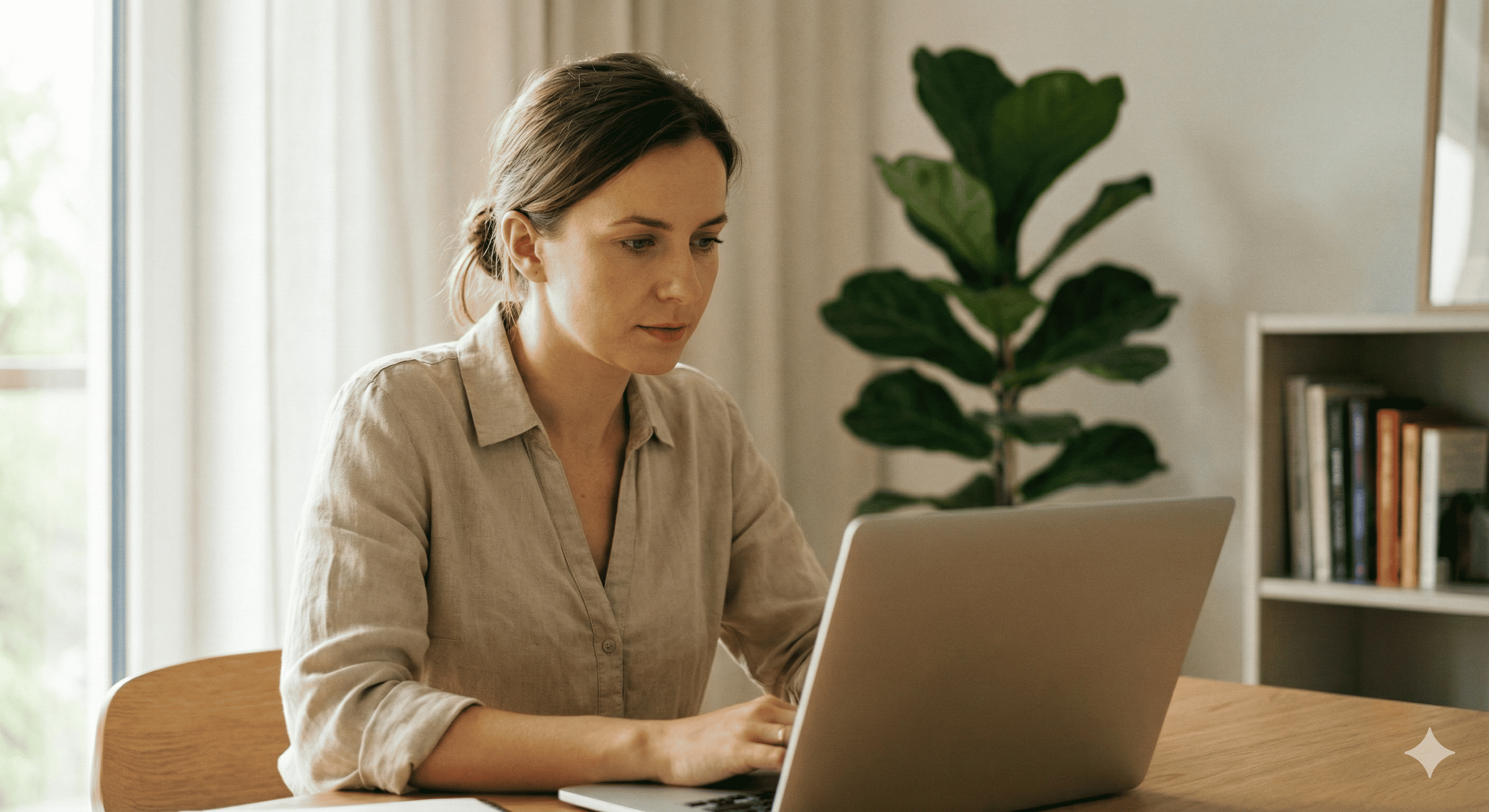 Kobieta pracująca z AI przy laptopie