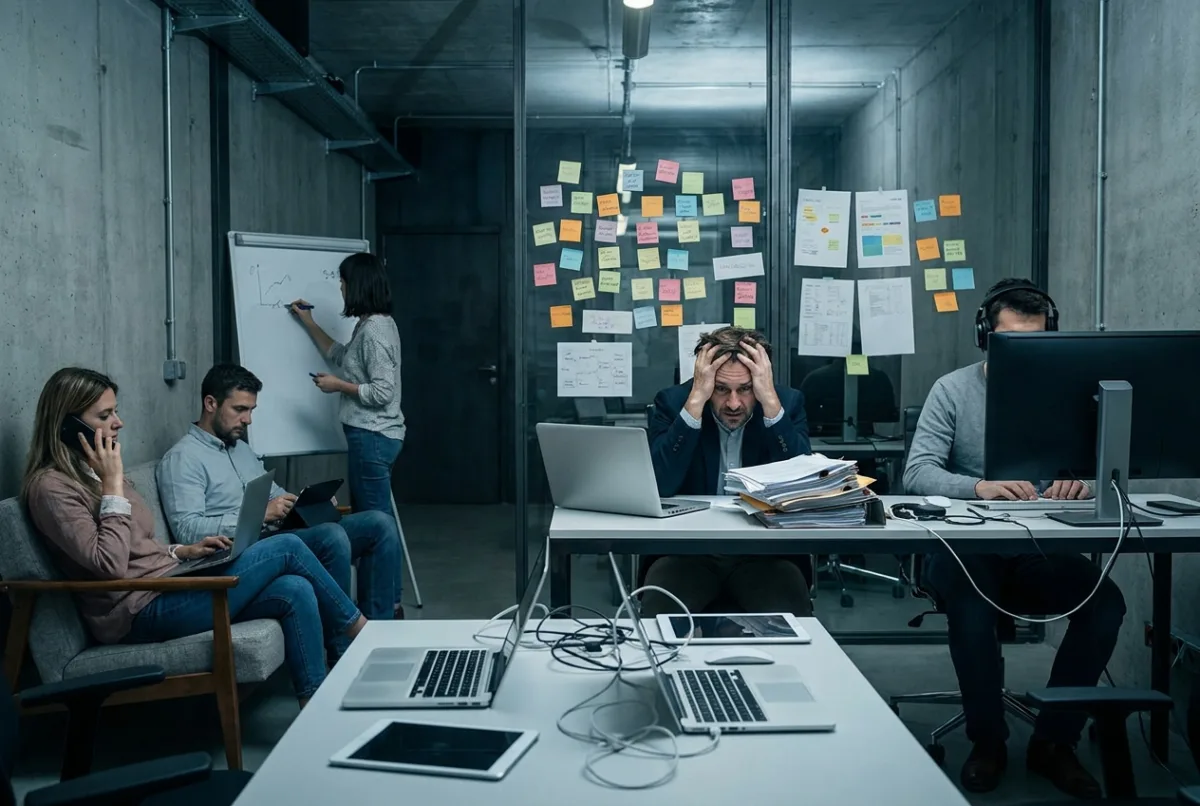 Zespół używający AI bez wspólnego systemu - bałagan