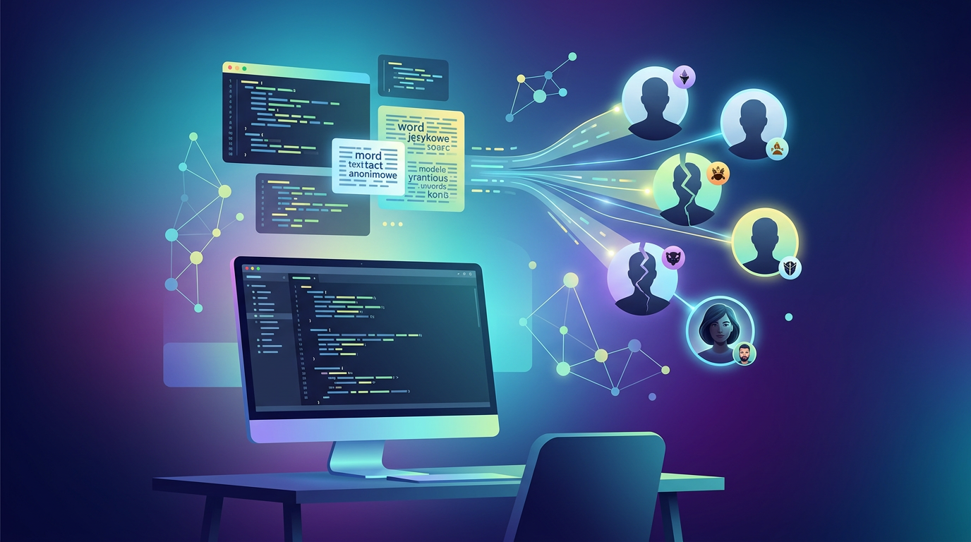 Grafika ilustrująca: Modele językowe AI demaskują anonimowe konta. Badanie pokazuje skalę
