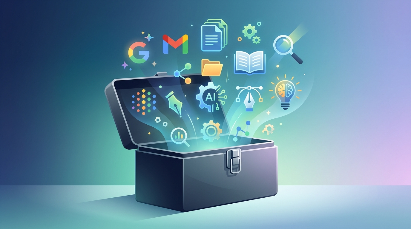 Grafika ilustrująca: Jak używać Gemini w Gmailu i Dokumentach Google – przewodnik krok po kroku
