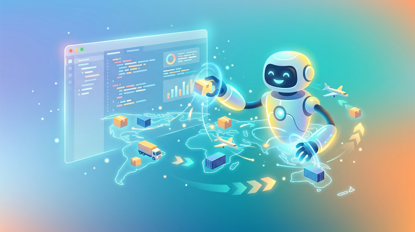 Grafika ilustrująca: DHL automatyzuje logistykę z AI. HappyRobot zmienia zasady gry