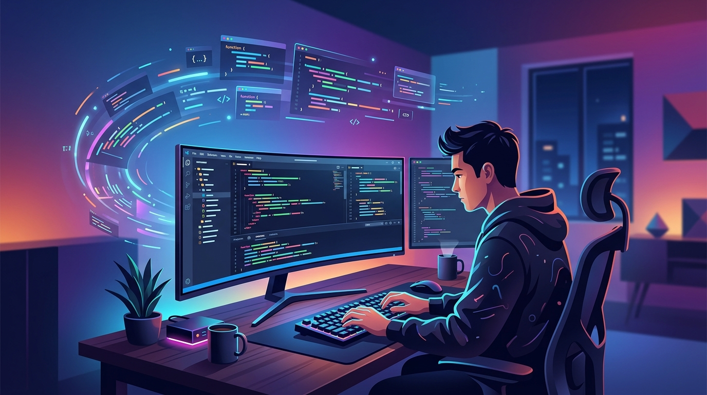 Grafika ilustrująca: Indie tracą przewagę w IT. AI koduje szybciej niż programiści