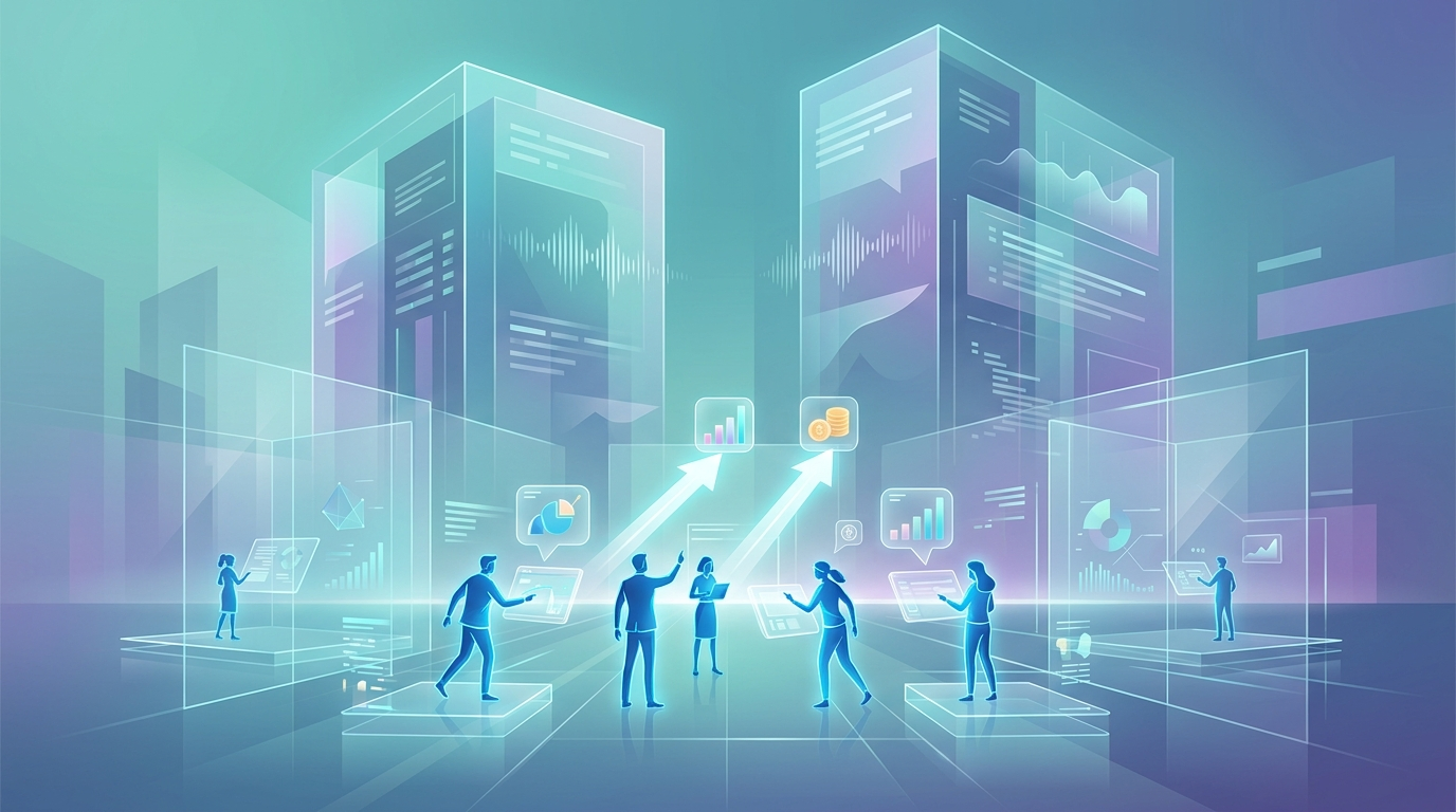 Grafika ilustrująca: Małe firmy IT zarabiają na AI. Giganci tylko o tym mówią