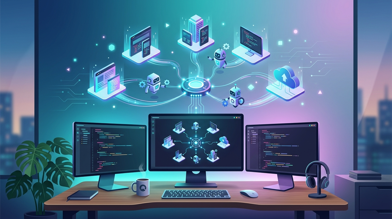 Grafika ilustrująca: AWS łączy agentów AI z różnych platform dzięki protokołowi A2A