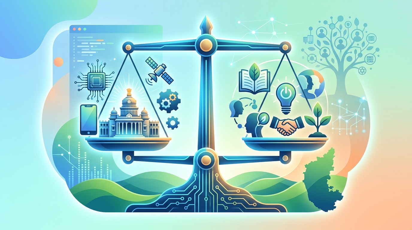 Grafika ilustrująca: Karnataka stawia na szkolenia AI dla całego stanu