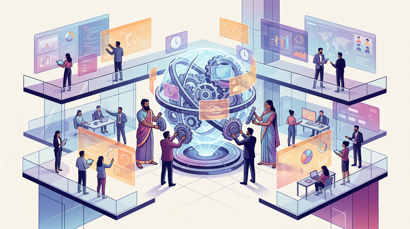 Grafika ilustrująca: Indyjscy giganci IT zatrzymali rotację. Czas na AI