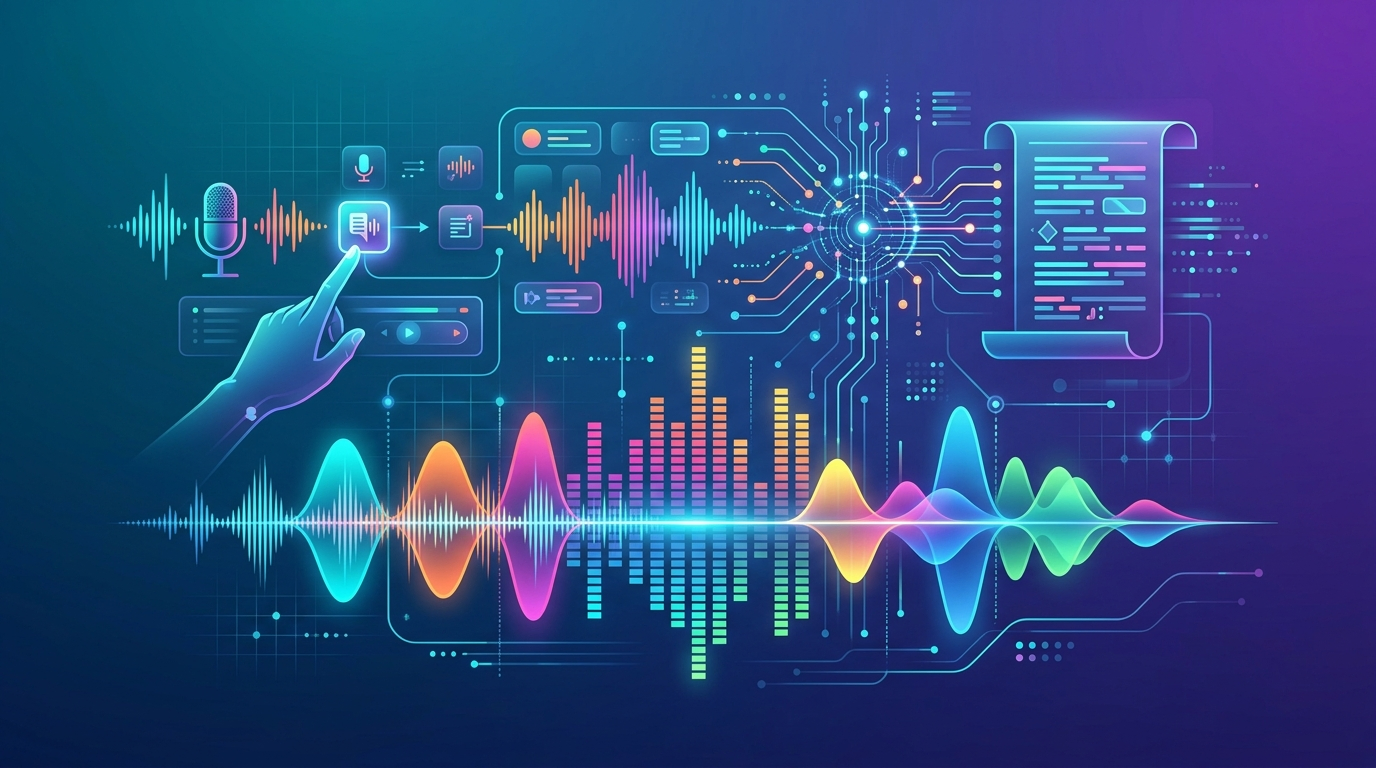 Grafika ilustrująca: Transkrypcja AI: Które narzędzie wybrać do spotkań i podcastów