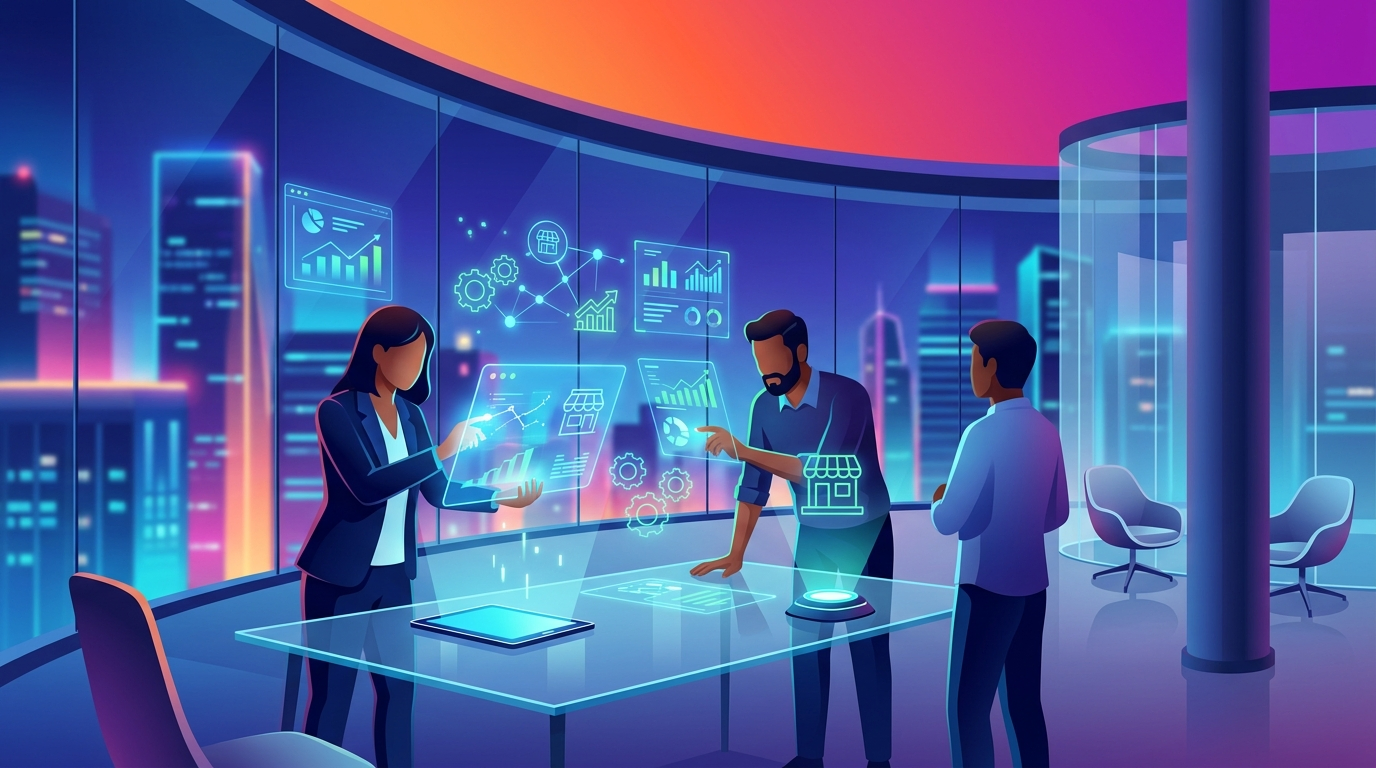 Grafika ilustrująca: Jak AI może pomóc w prowadzeniu małej firmy