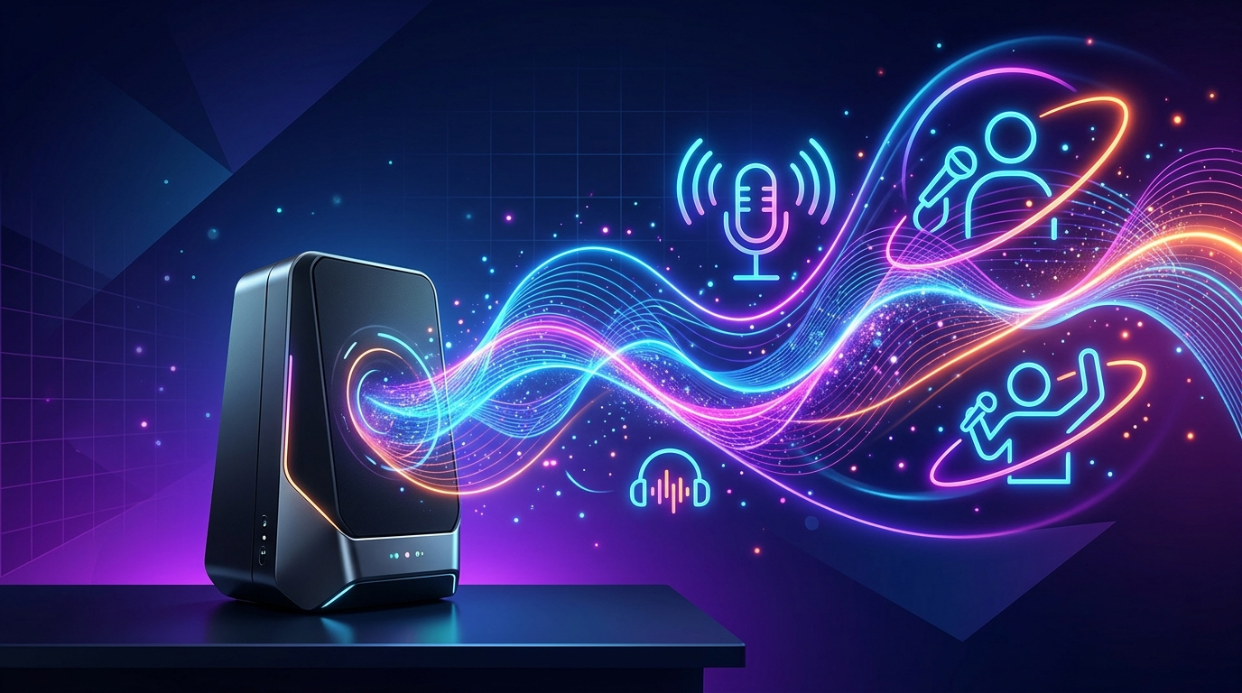 Grafika ilustrująca: Jak nagrywać podcasty z AI? Przewodnik dla twórców