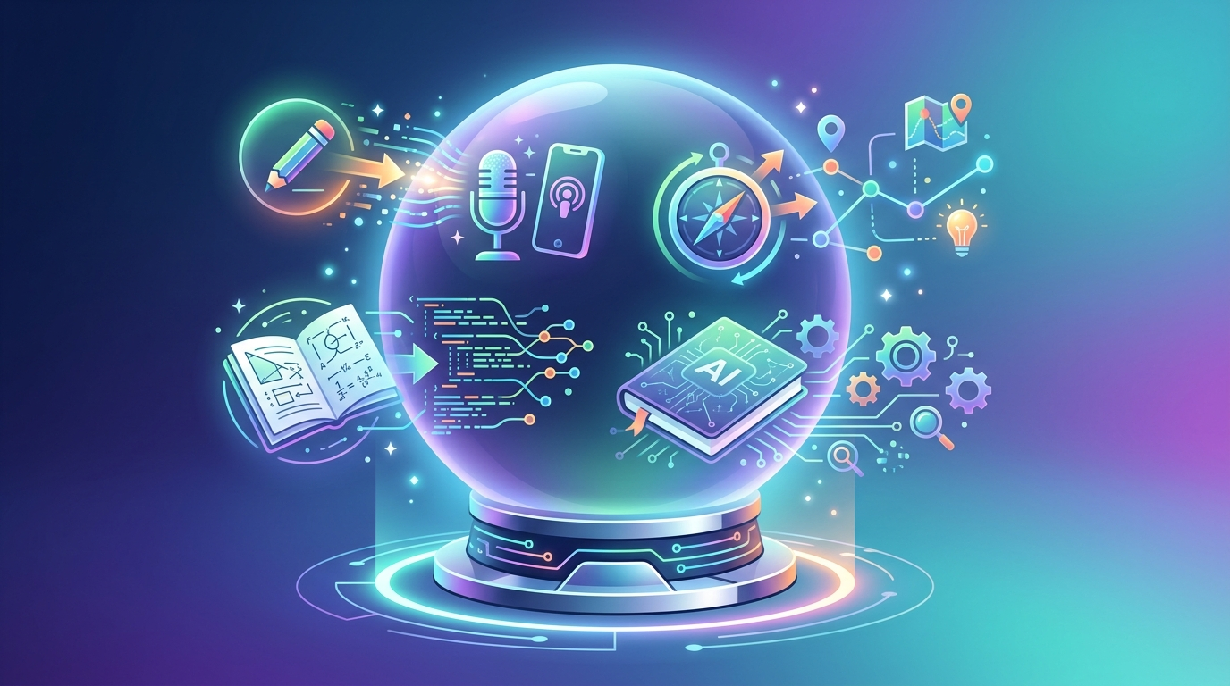 Grafika ilustrująca: Jak zamienić notatki w podcast AI – przewodnik NotebookLM