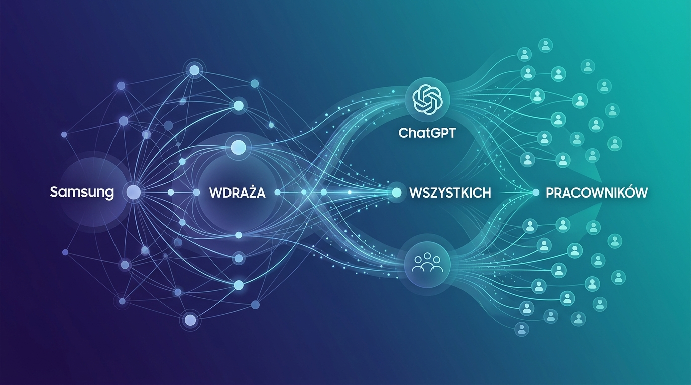 Grafika ilustrująca: Samsung wdraża ChatGPT dla wszystkich pracowników. Największy rollout OpenAI