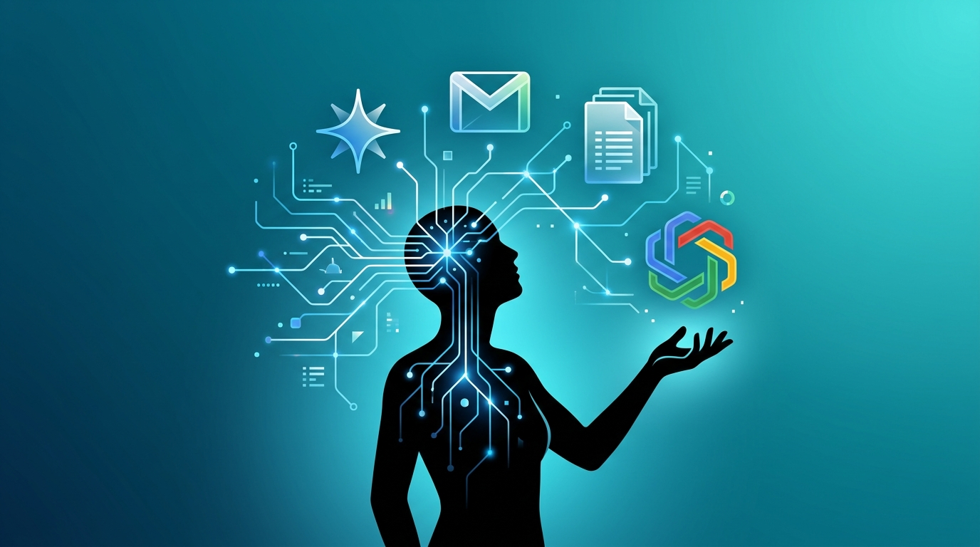 Grafika ilustrująca: Jak używać Gemini w Gmailu i Dokumentach Google - przewodnik