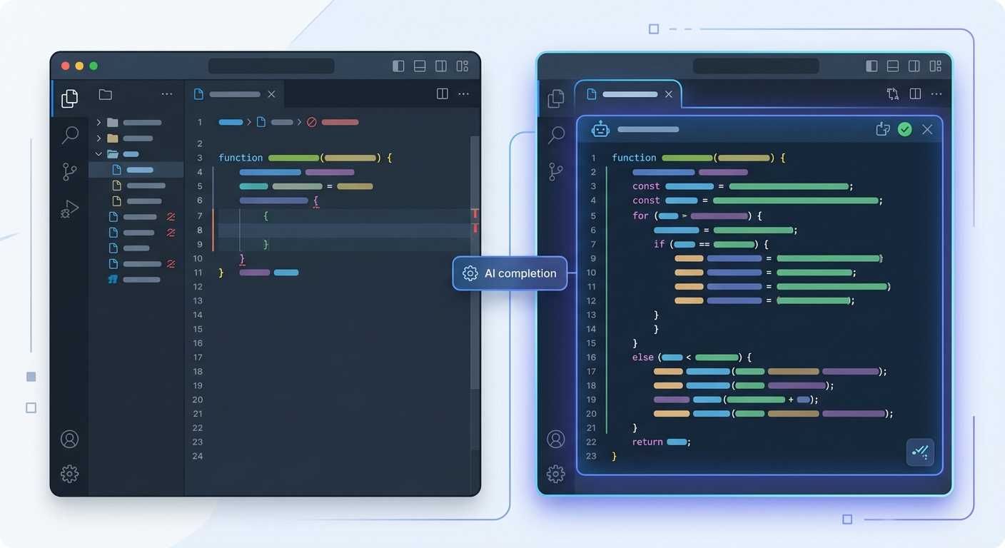 Finish Changes analizuje kontekst i kończy kod bez długich instrukcji