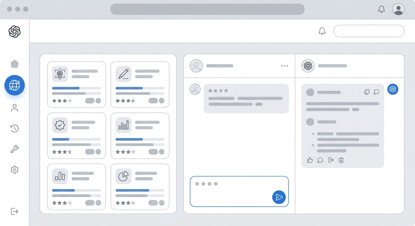 Interfejs ChatGPT z przyciskiem do tworzenia Custom GPT
