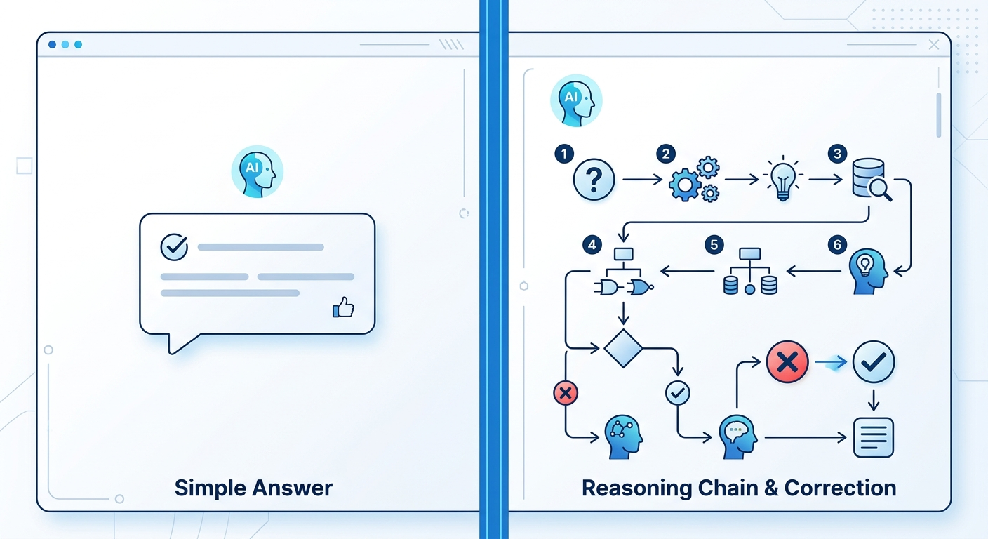 Różnica między standardową odpowiedzią a modelem z widocznym rozumowaniem