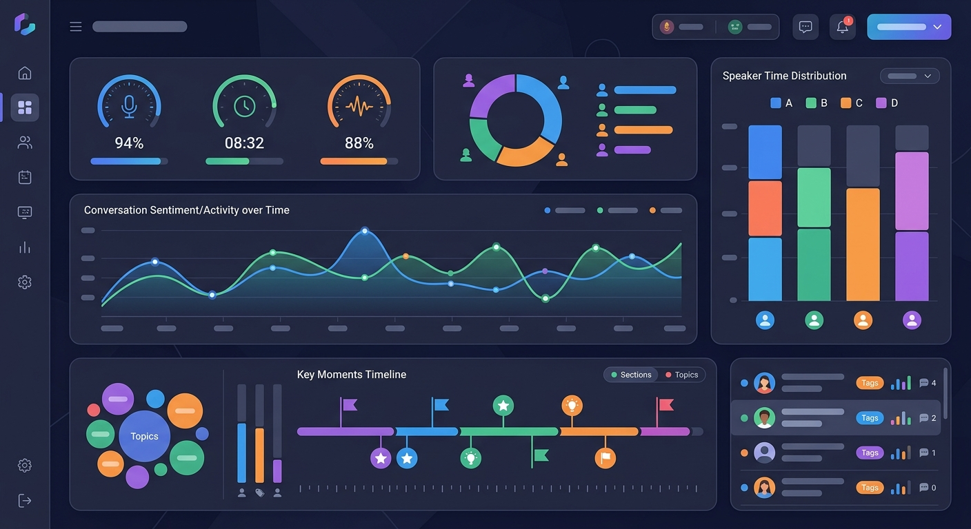 Fireflies analizuje nie tylko treść, ale też dynamikę rozmowy — kto mówił, jak długo i kiedy