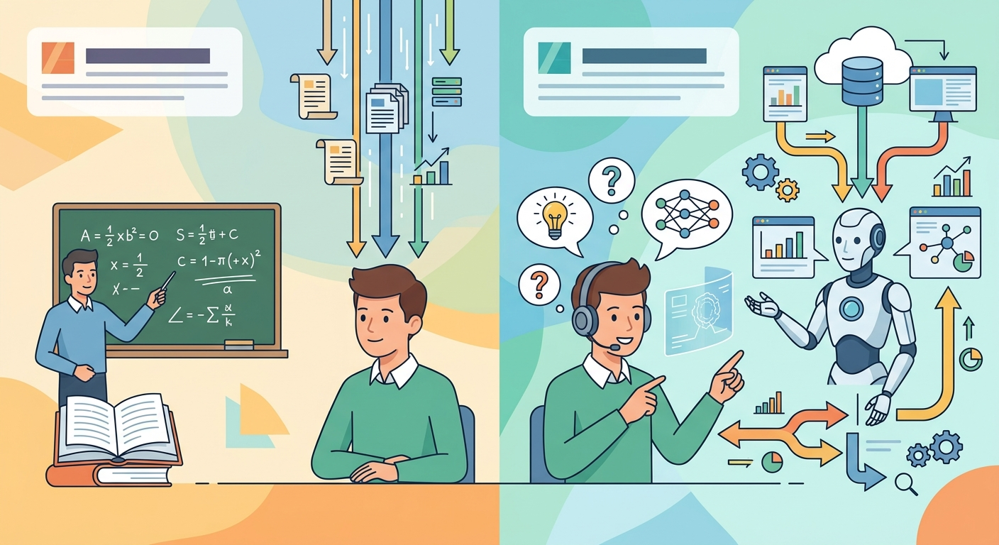 Różnica między pasywnym konsumowaniem wiedzy a aktywnym rozwojem kompetencji z AI