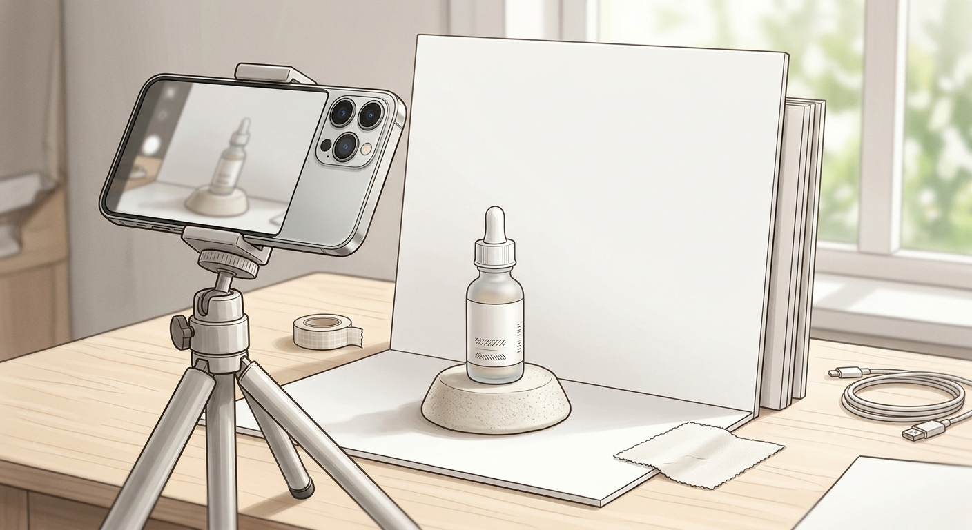 Do zdjęcia bazowego nie potrzebujesz studia. Wystarczy telefon, stabilne ustawienie i miękkie światło.