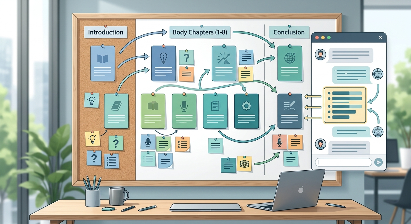 Dobra książka zaczyna się od struktury. AI przyspiesza układanie rozdziałów, jeśli dajesz mu jasne kryteria.