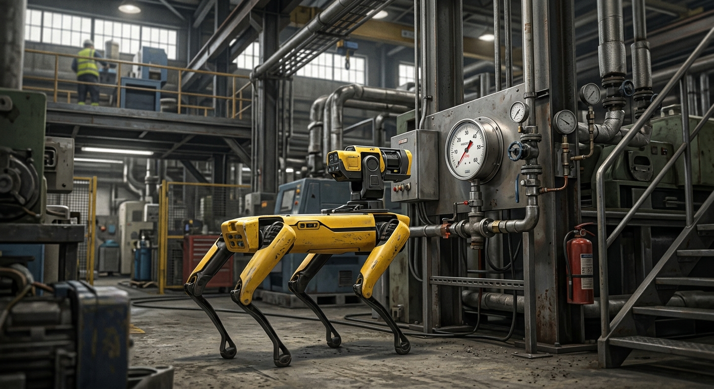 Spot podczas inspekcji wskaźników w zakładzie przemysłowym