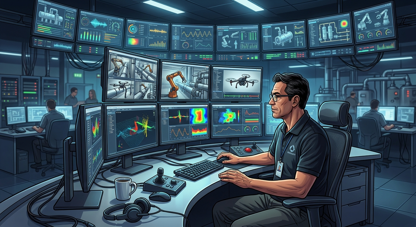 Operator monitorujący dane z inspekcji robotycznych