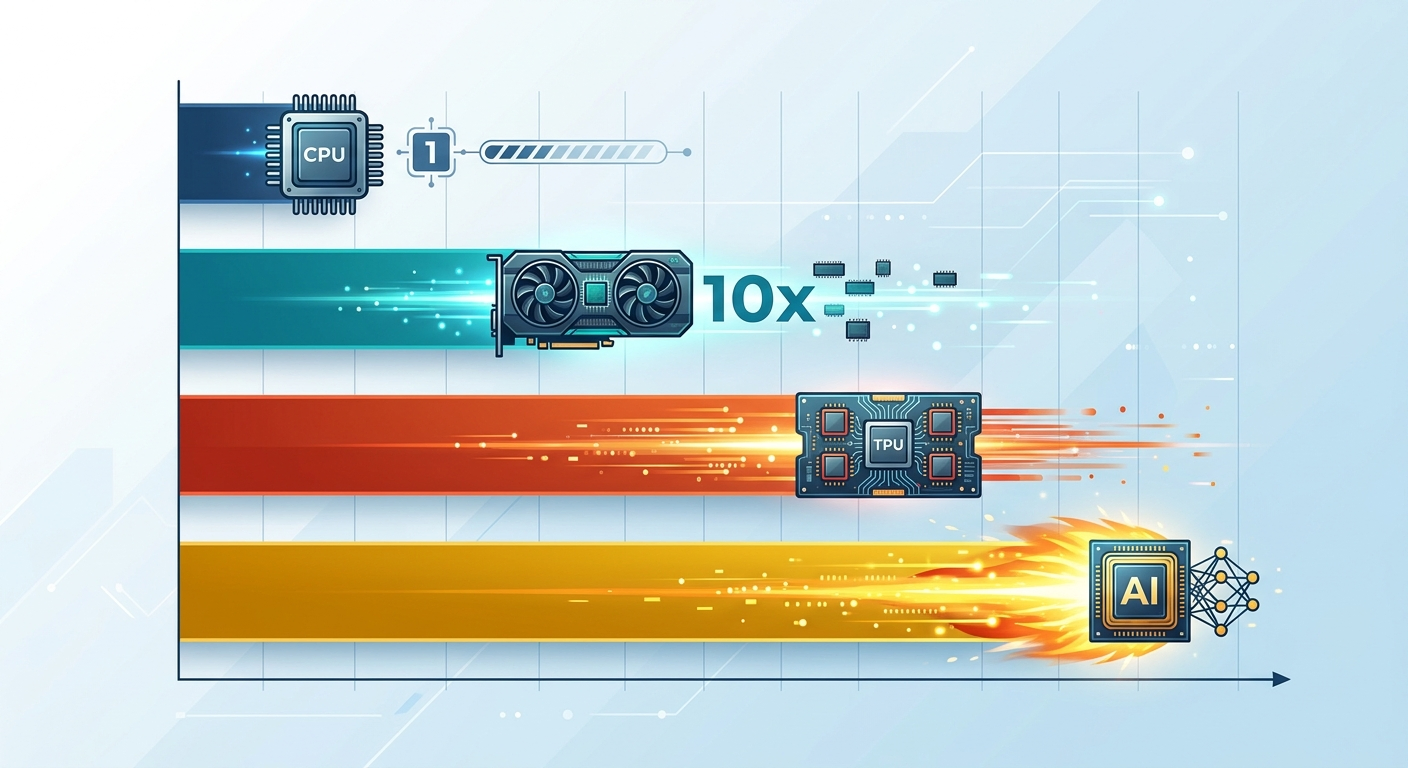 Przyspieszenie inferencji w zależności od użytego sprzętu – różnice są drastyczne