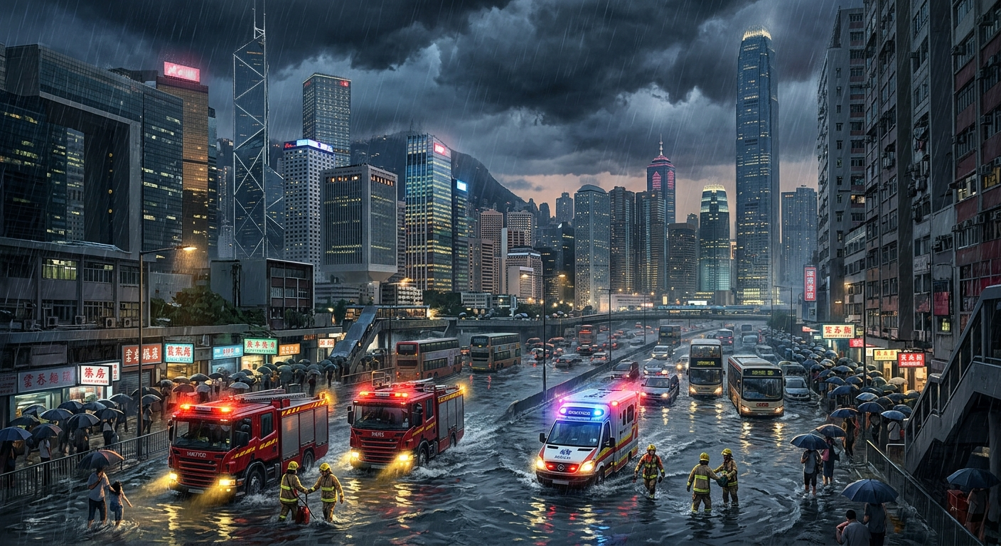 Gęsta zabudowa Hongkongu sprawia, że każda ulewa to potencjalne zagrożenie