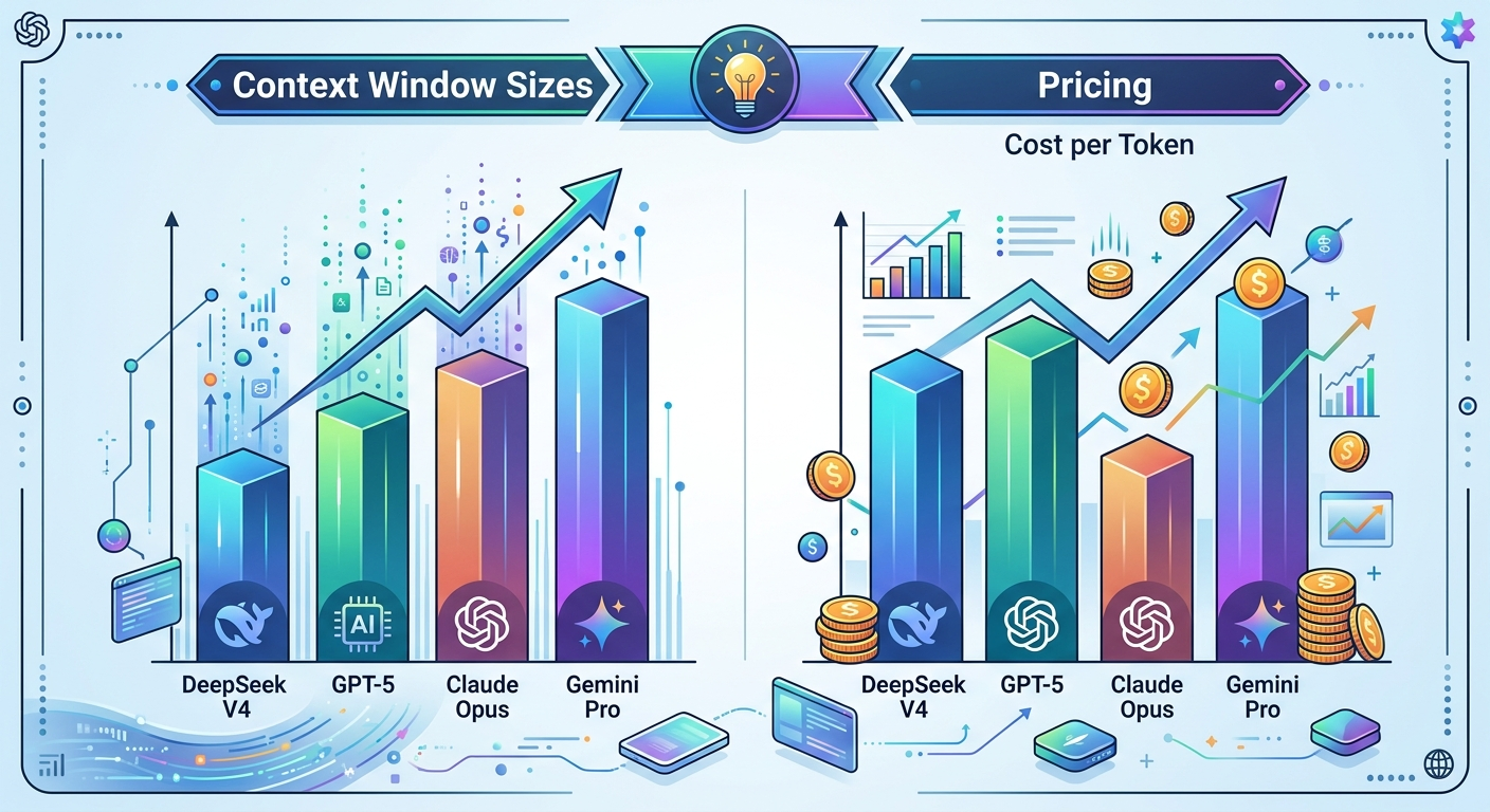 Porównanie okien kontekstu i cen w API różnych modeli (marzec 2026)
