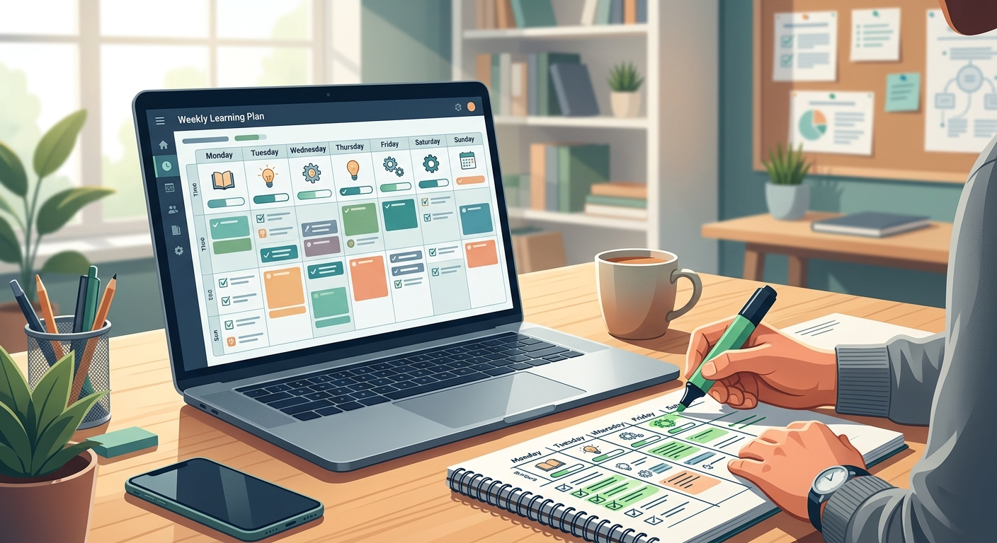 Dobry plan nauki jest krótki, konkretny i możliwy do zrobienia po pracy.