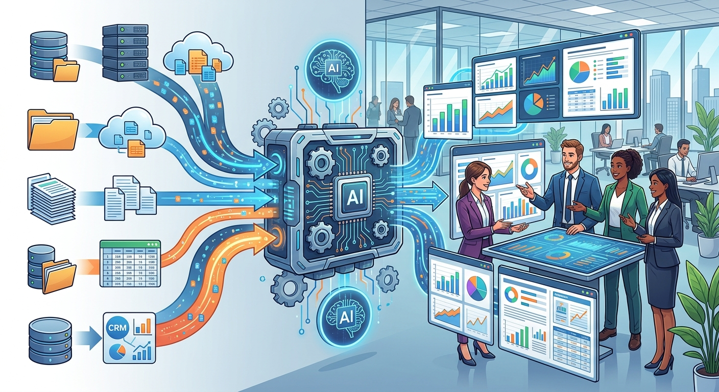 Automatyzacja raportów: dane z wielu źródeł → analiza AI → gotowa prezentacja