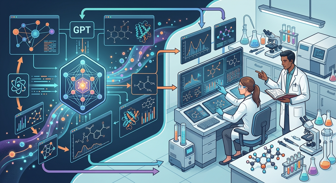 Schemat współpracy AI i chemików w procesie optymalizacji reakcji