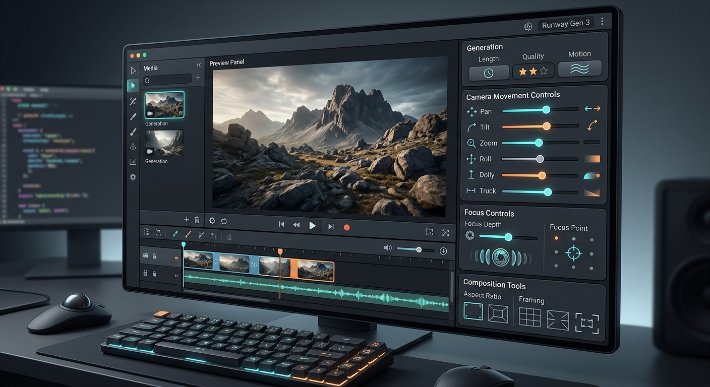 Interface Runway Gen-3 - więcej kontroli niż w typowym generatorze AI