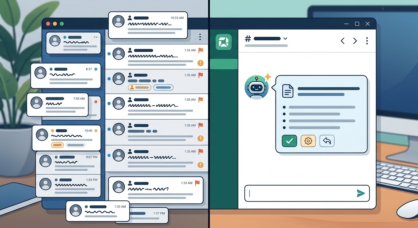 Różnica między e-mailem a powiadomieniem Slack - jedno znika w szumie, drugie wymusza reakcję