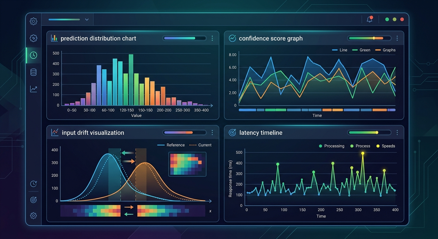 Dashboard z metrykami systemowymi modelu w produkcji