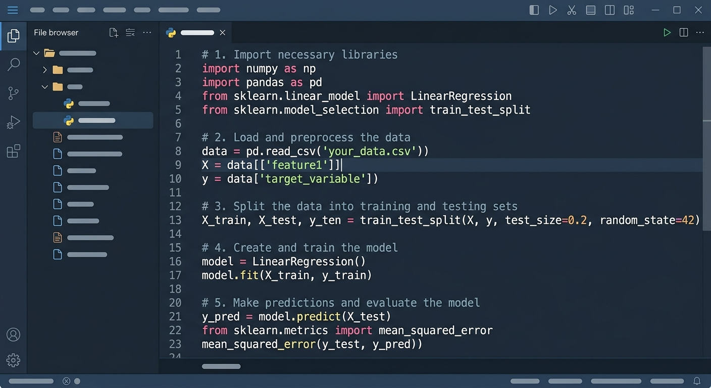 Kod regresji liniowej w Scikit-learn - 6 kroków od danych do przewidywań
