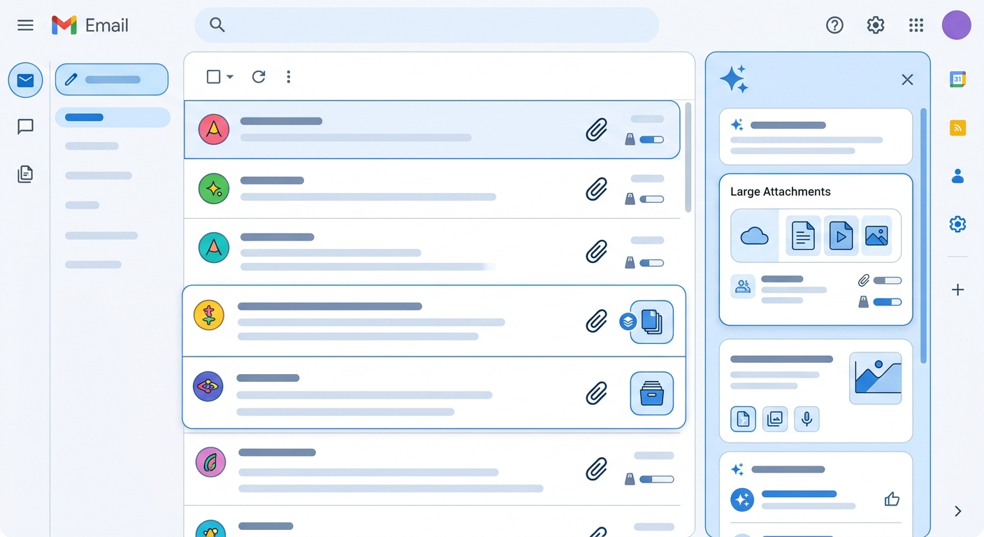Gemini w Gmailu wyświetla maile z największymi załącznikami