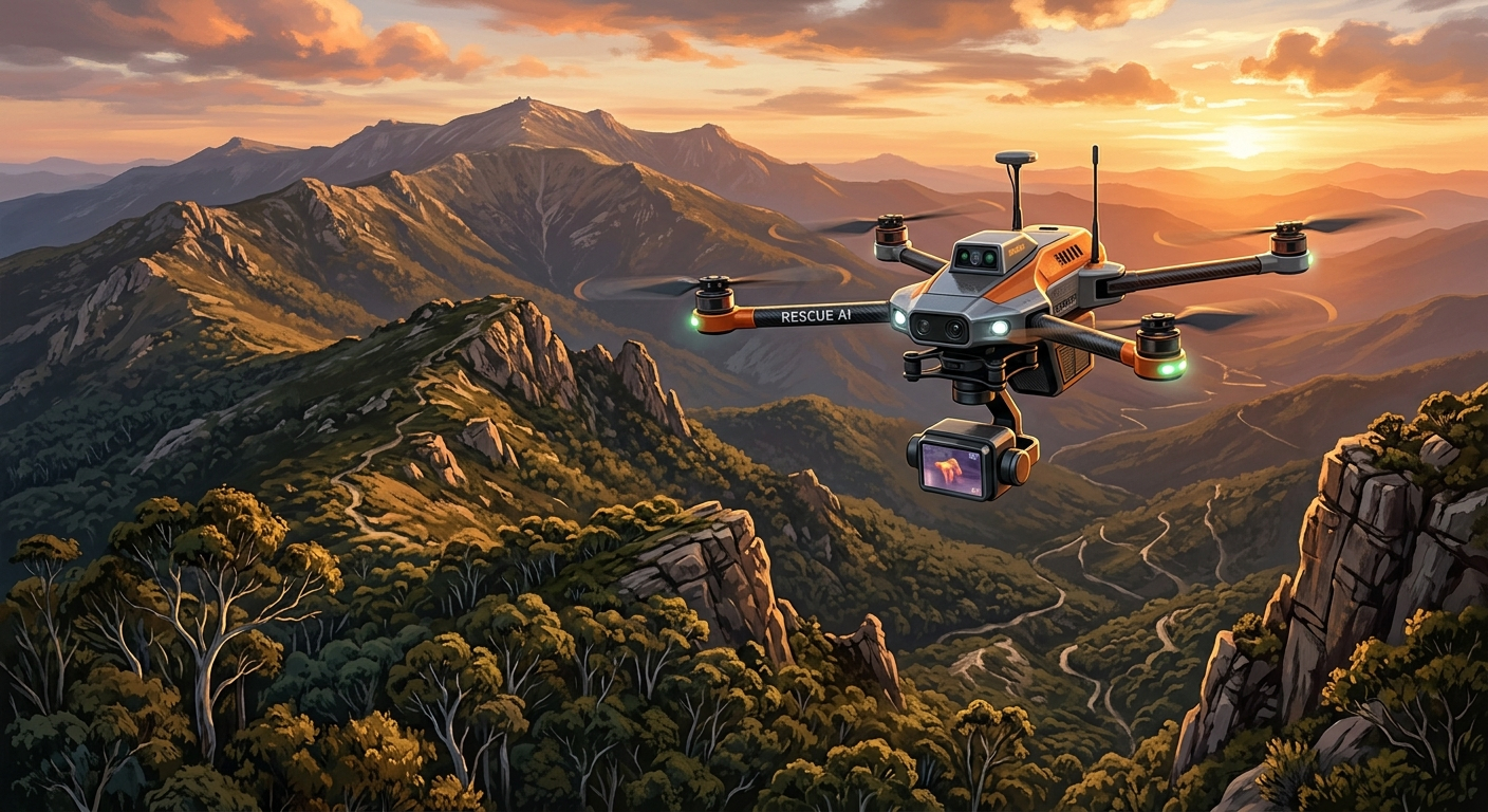 Dron ratunkowy nad terenem parku Kosciuszko - tam gdzie tradycyjne poszukiwania trwają dni