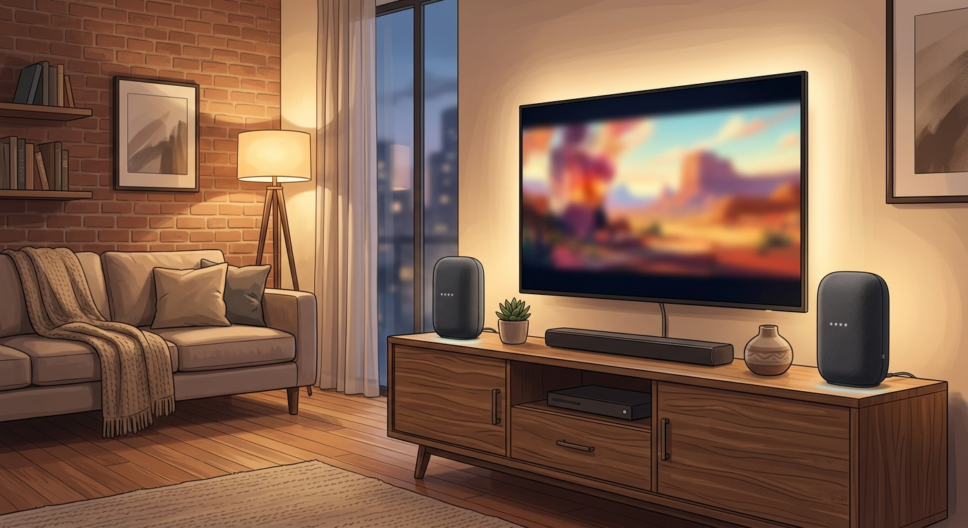 Dwa głośniki mogą pracować z Google TV Streamer