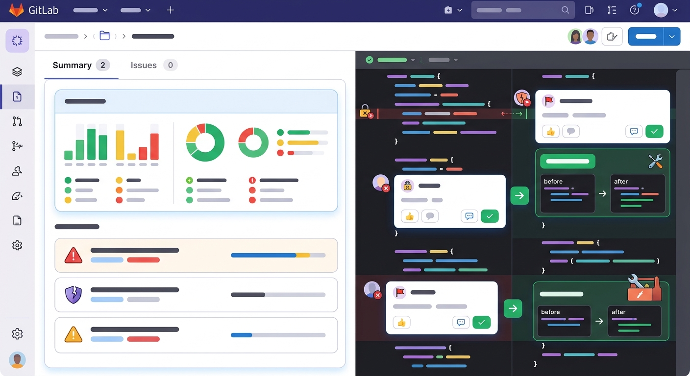 Merge request w GitLab z automatycznymi uwagami Codex o jakości kodu