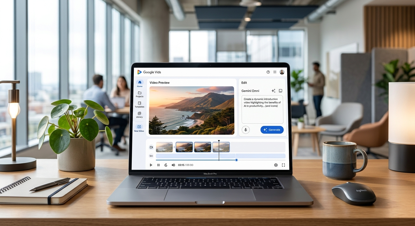 Gemini Omni w Google Vids - interfejs do edycji wideo tekstem