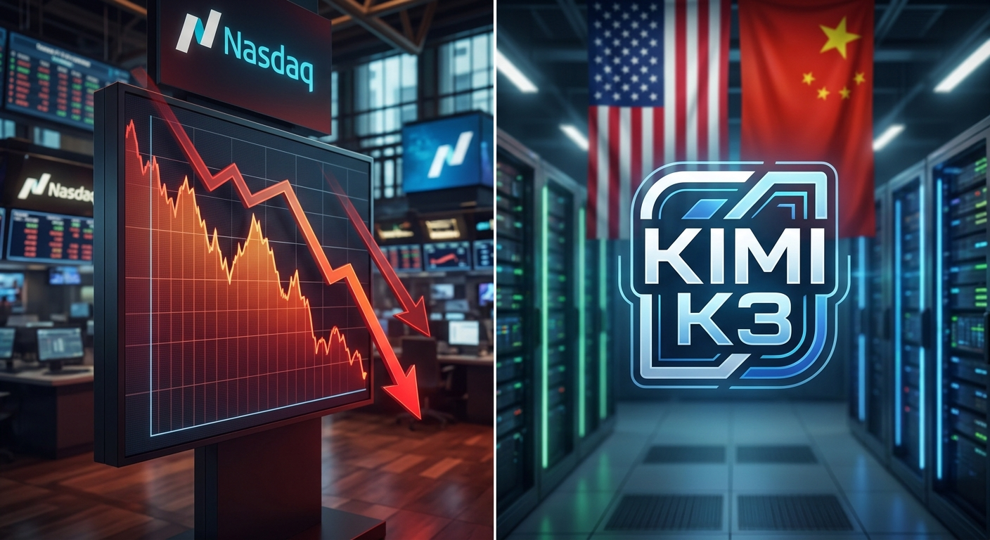 Reakcja rynku na wypuszczenie Kimi K3 - Nasdaq i indeks półprzewodników w dół