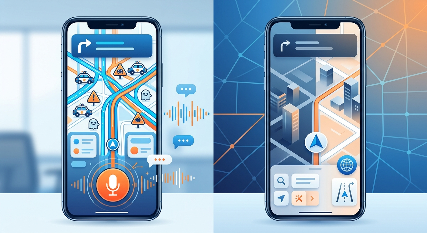 Waze z Gemini AI kontra Apple Maps - walka o użytkowników nawigacji mobilnej