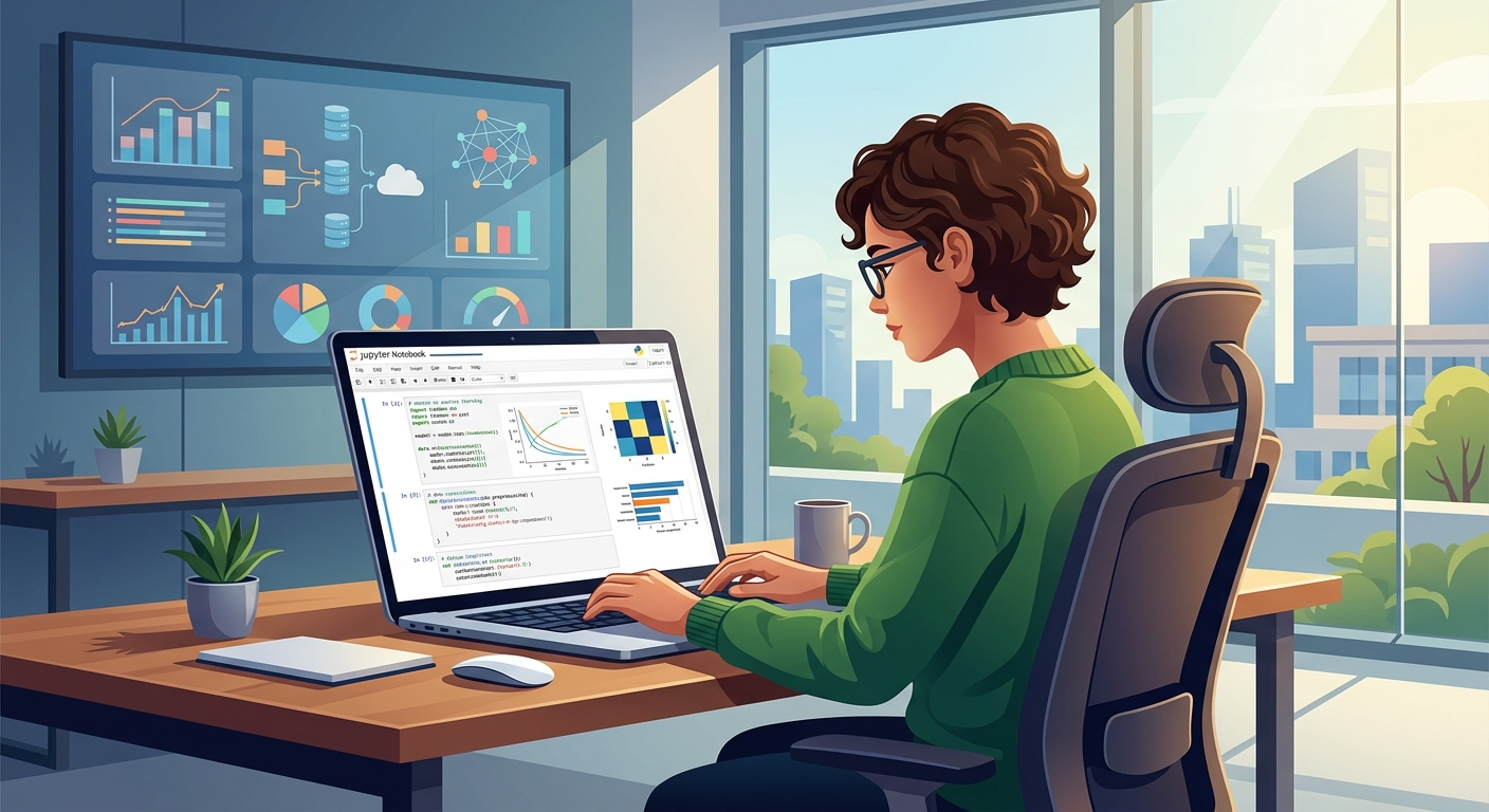Praca z Azure ML SDK odbywa się w notatniku Jupyter, nie w klasycznym panelu klikanym myszką.
