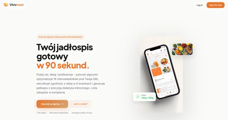 Prawdziwy zrzut: vivomeal.pl - plan posiłków w 90 sekund